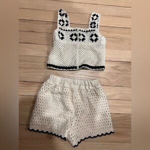 btween Cream and Black Kids Matching Set